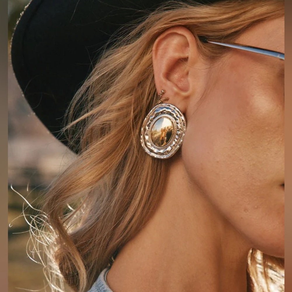 NWT 12th Tribe Bailey Gold And Silver Statement Earrings
